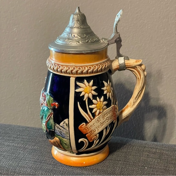 Vintage Gerz DBGM Lidded West German Beer Stein Frohbeim Bierseidel 6" - Picture 3 of 9